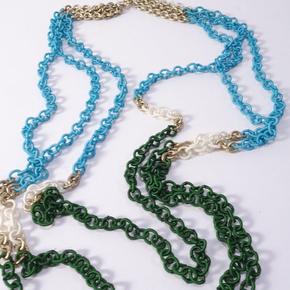 Lee Angel  Color Block Ribbon Wrap Ring 5 Layer Necklace  NWT and Dust Pouch NWT - Picture 14 of 15